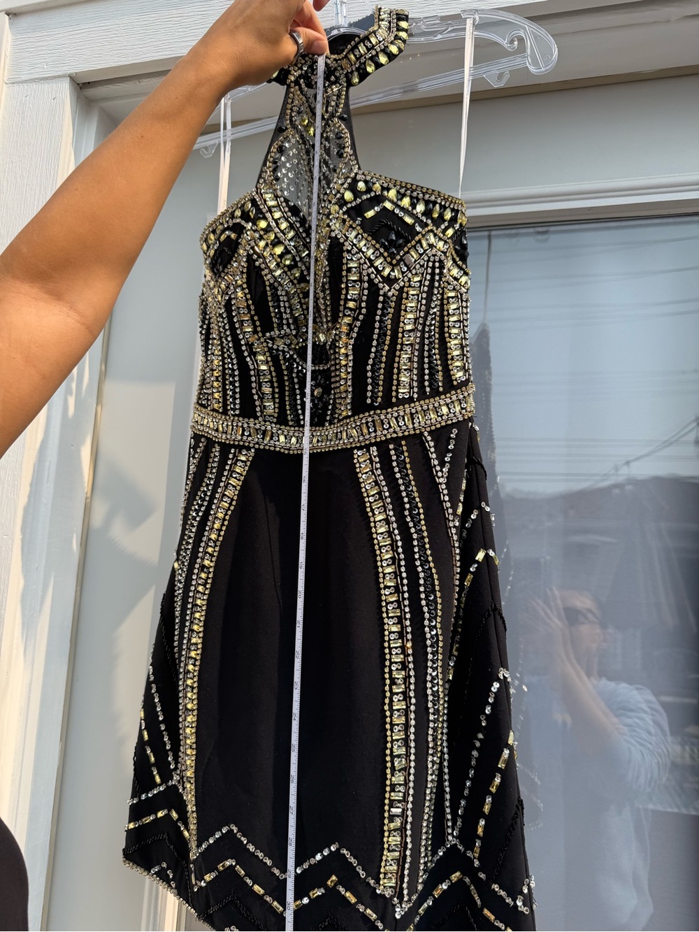 Rachel Allan Black Mini Dress with Gold Embellishment - Picture 3 of 7